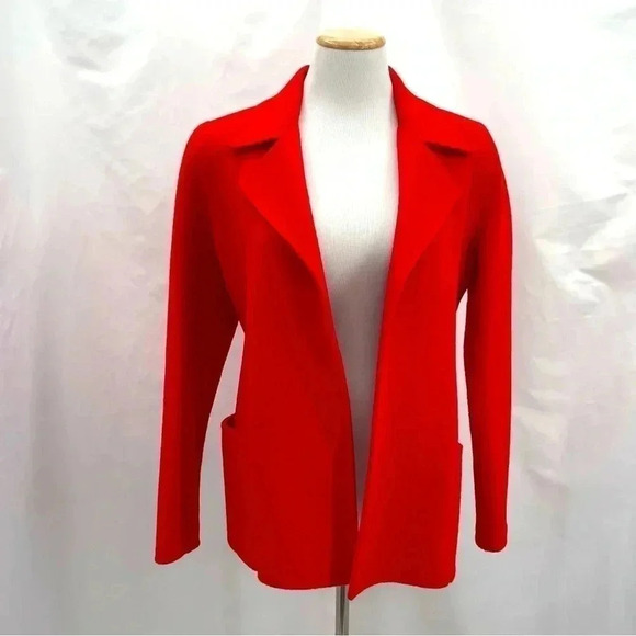 Anne Klein Women's Red Open Wool Blazer Jacket XS - Picture 1 of 15